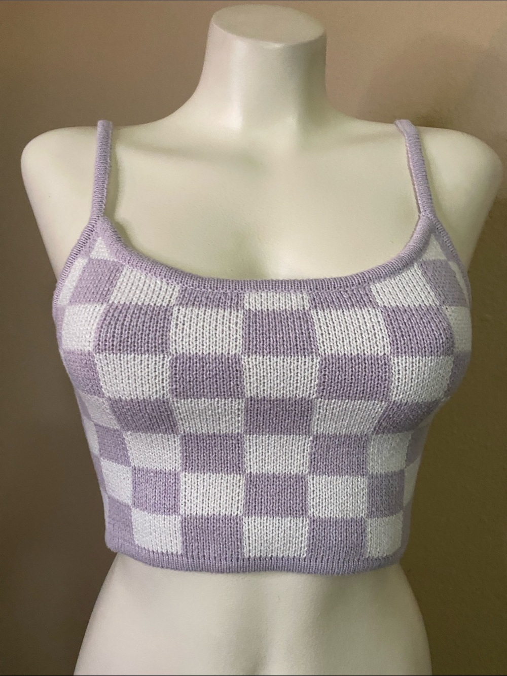 Aeropostale Light Lavender checkered crop tank Sweater S ❤️